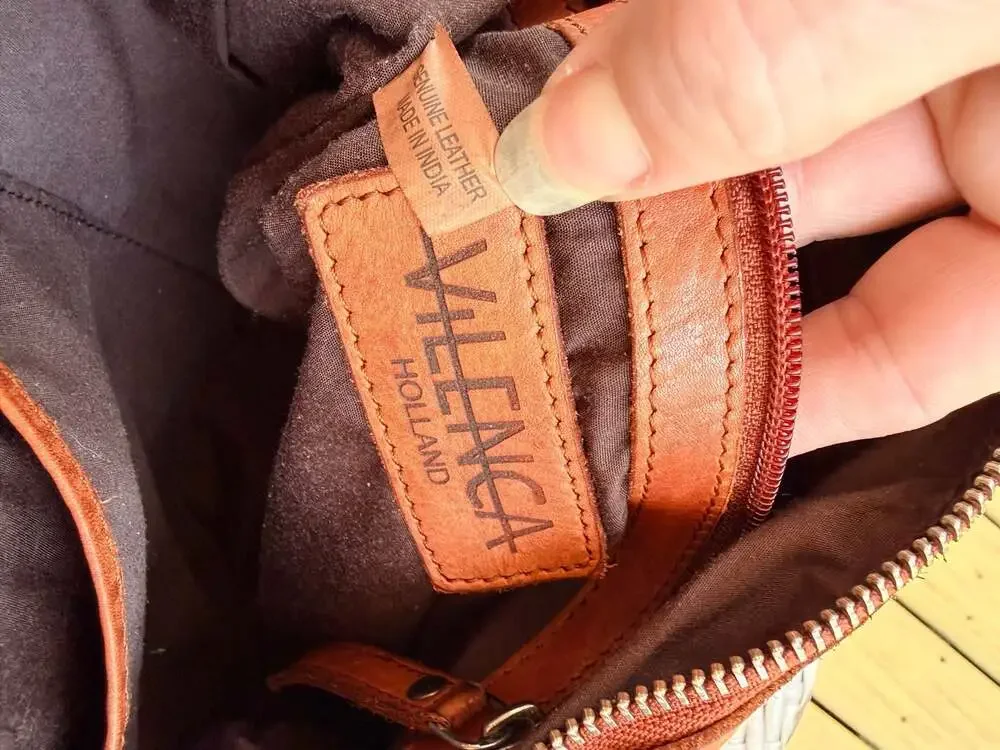 Vilenca Holland Genuine Leather Woven Crossbody Hobo Bag